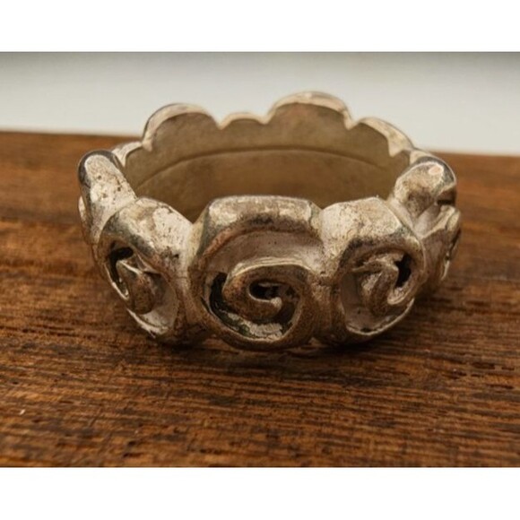 925 Matte Sterling Silver Swirl Band Ring, Size 6 - Picture 2 of 5
